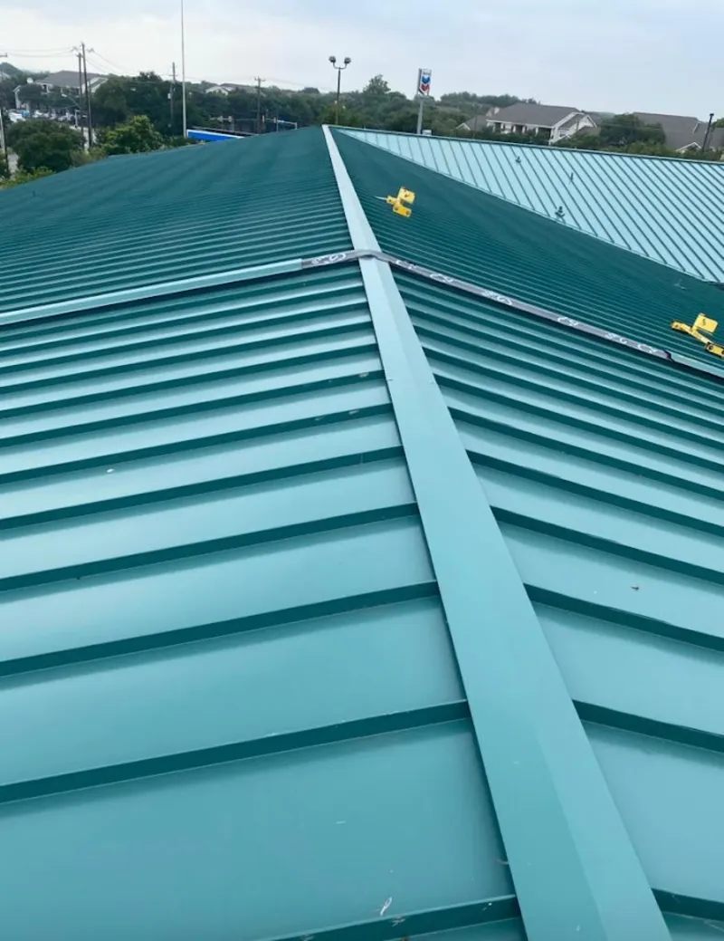 Green commercial metal roof ridge and valley for Metal Roof Repair in Soquel